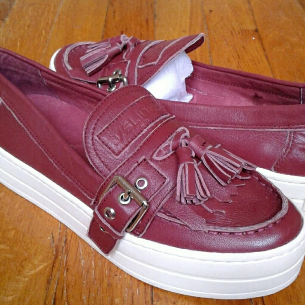 JSLIDES Harrison Burgundy Leather